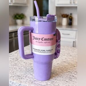 NWT Juicy Couture Lavender Tumbler with Floral Strap pouch